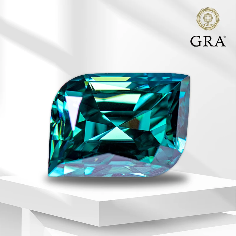 

Moissanite Gemstone Leaf Cut Primary Color Emerald Green Lab Grown Diamond for Charms Jewelry Making Materials with GRA Report