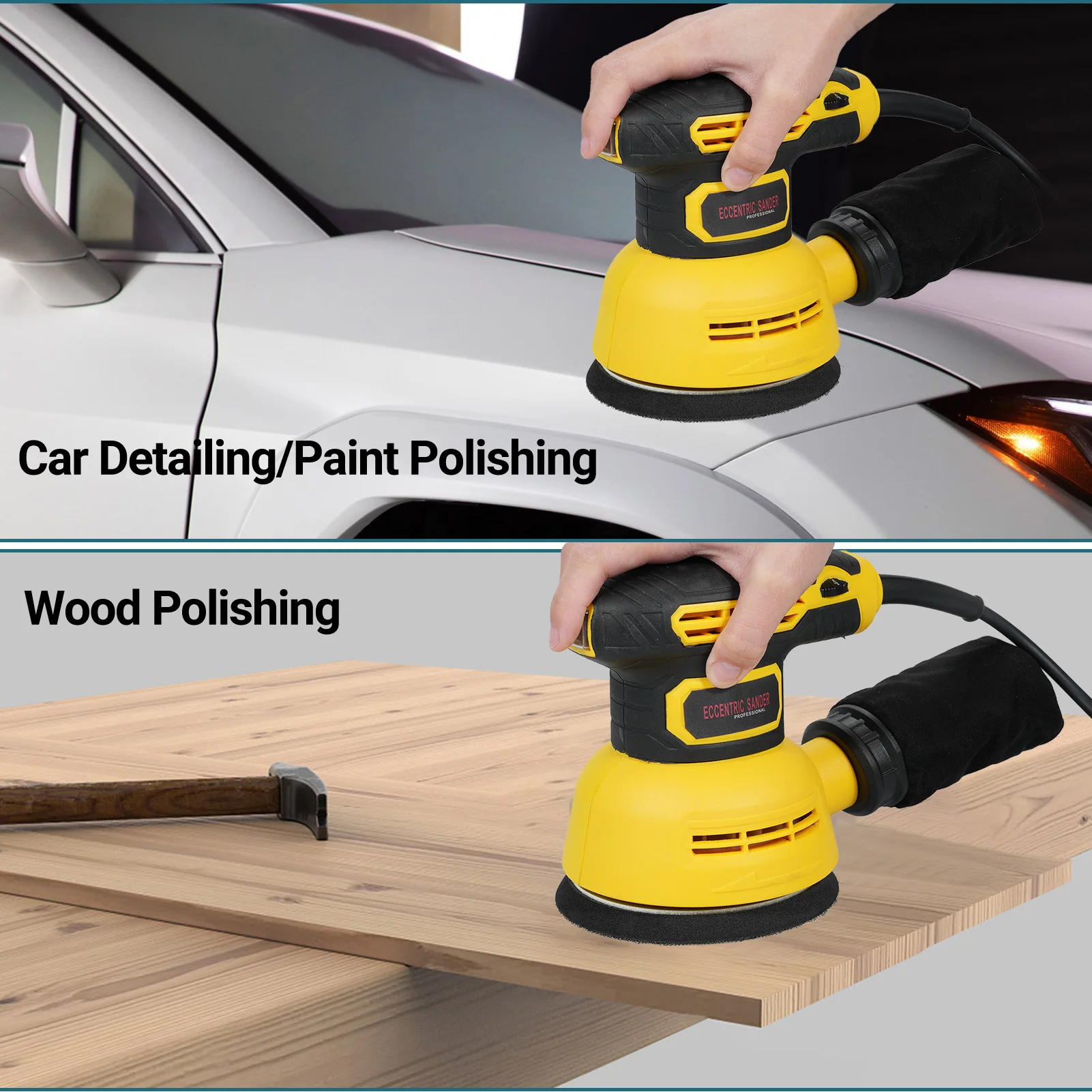 5Inch 300W Random Orbital Sander 12000RPM 6Variable Speed Sander Machine High Performance Dust Collection System for Woodworking