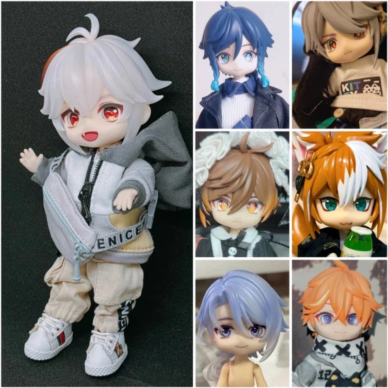 Genshin Impact Ob11 Face Open Eyes Xiao Tighnari Zhongli Venti Wanderer Albedo Gorou Handmade Faceplate Doll Accessories 20cm genshin impact anime plush klee gorou kazuha wendy zhongli tartaglia hu tao plush pendant toy doll gift for children