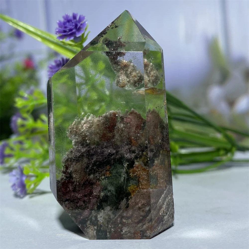 Ghost Crystal  Natural Green Phantom Quartz Hexagon Prism Tower Obelisk Spiritual Meditation Reiki Gift Stone Home Decoration 5