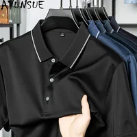 Polo Homme AYUNSUE de Luxe 100% Soie de Mûrier Véritable – Qualité Supérieure, Collection Été 2026, T-shirt Uni à Manches Courtes 2