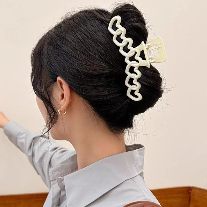 Bunte Dopamin-Haarspange aus Kunststoff, Herz-Haarklammer, modisches Design, süße, schlichte, unregelmäßige Haarklammern, Kopfschmuck – Detail 14