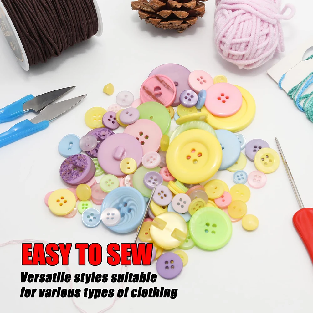 200-300개 150g 혼합 색상 레진 버튼 다양한 스타일 레진 버튼 내구성 가벼운 버튼 DIY 공예용