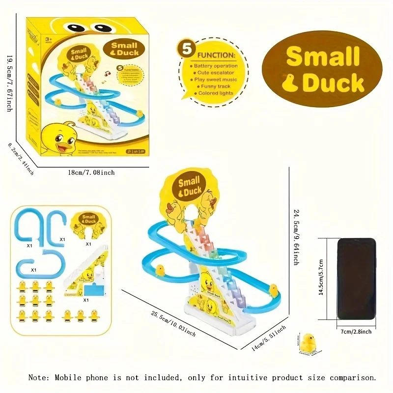 6pcs Ducklings Climbing Stairs Toy, Electric Slide Yellow Duck Toy Light And Music Toy easter gift halloween christmas gift 4
