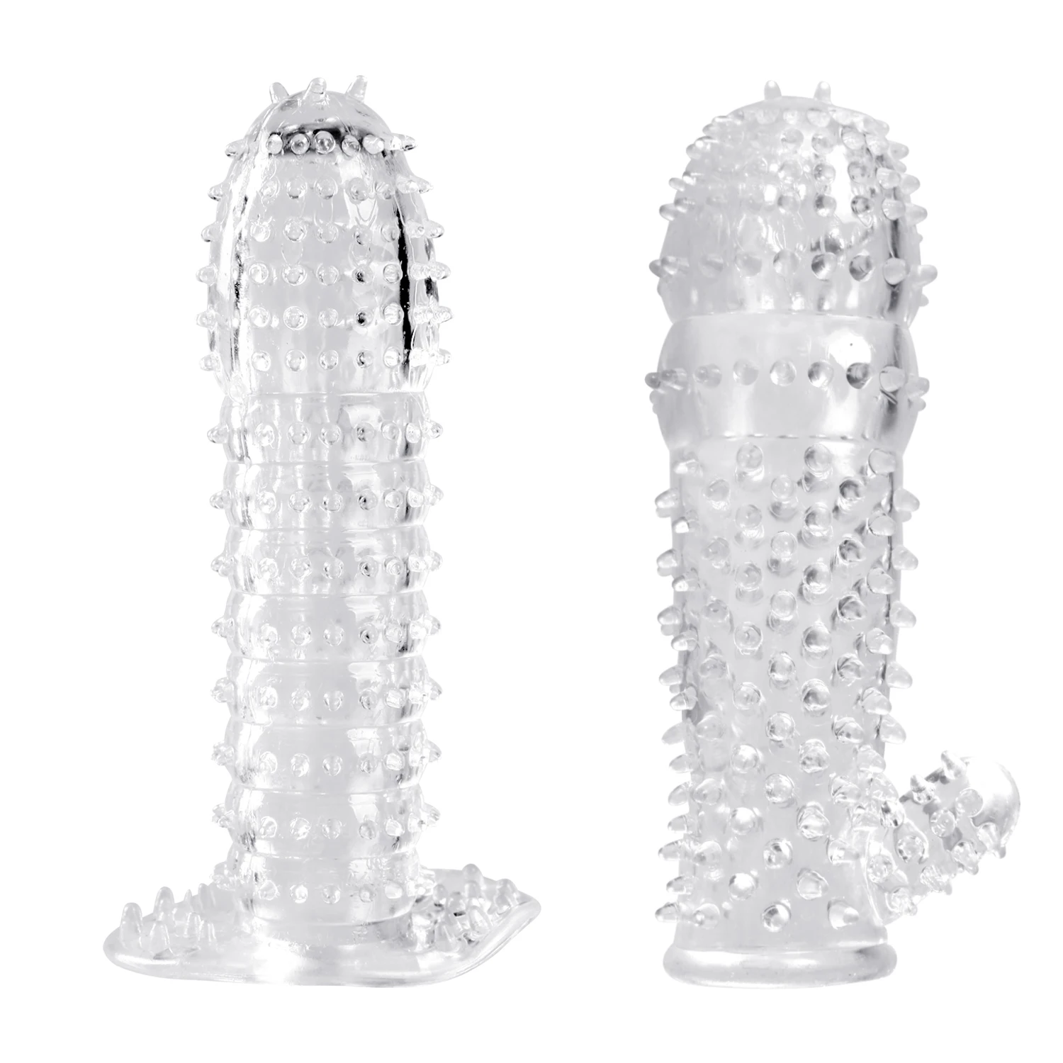 Sex Toys 2pcs Spike Clitoris Massage Delay Penis Sleeve lasting Enlargement Crystal Vibrator Condom erection aid extend