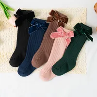 Autumn Winter Baby Girls Bowknot Knee High Socks Toddler Tube Princess Sock For Kids Knitted Socken Leg Warmer 0-8Years 2