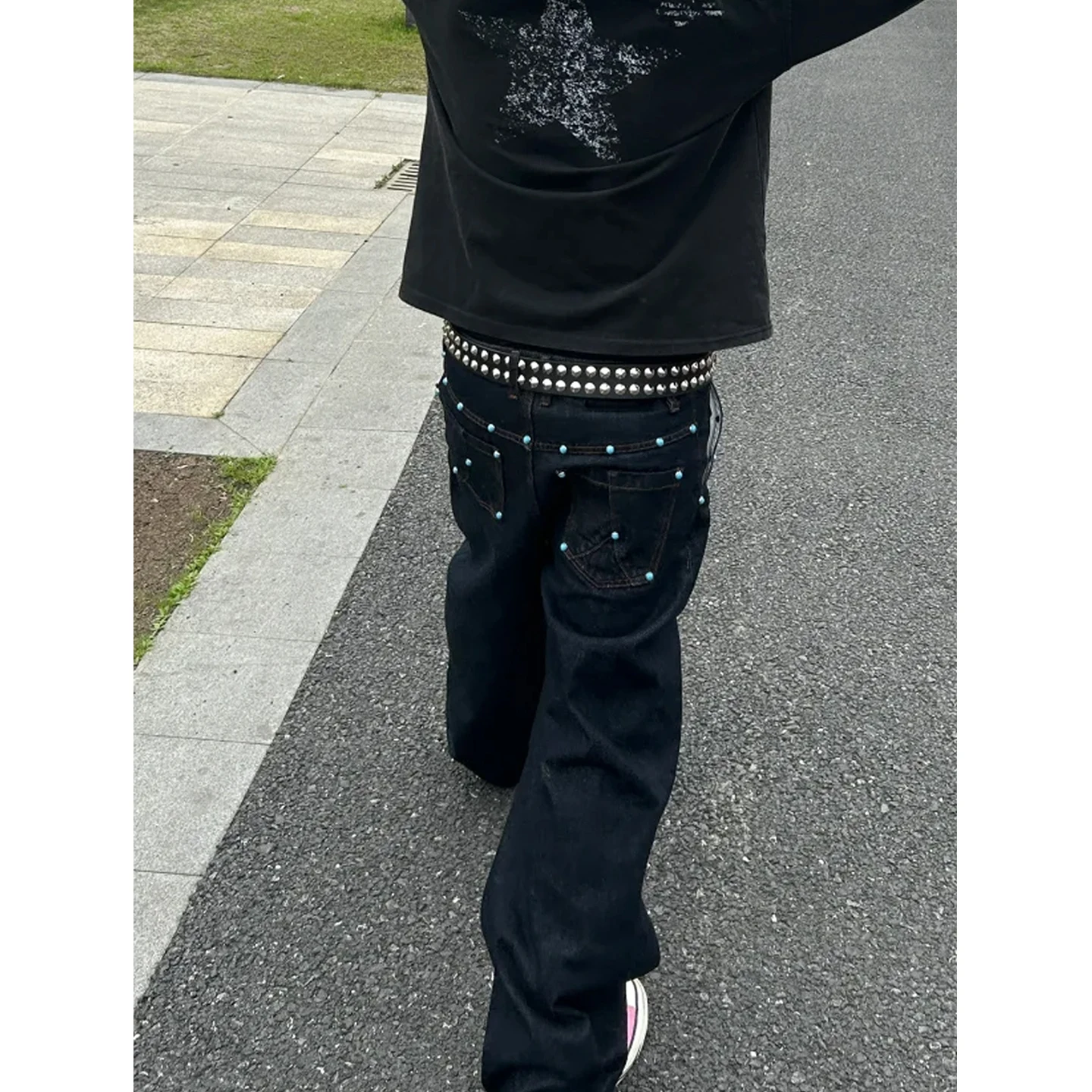 ג'ינס מקורי בצבע ג'ינס גברים נשים קז'ואל אמריקאי רטרו קלינפיט רופף רגליים רחבות מכנסי פנאי בגזרה ישרה גזרה רפויה