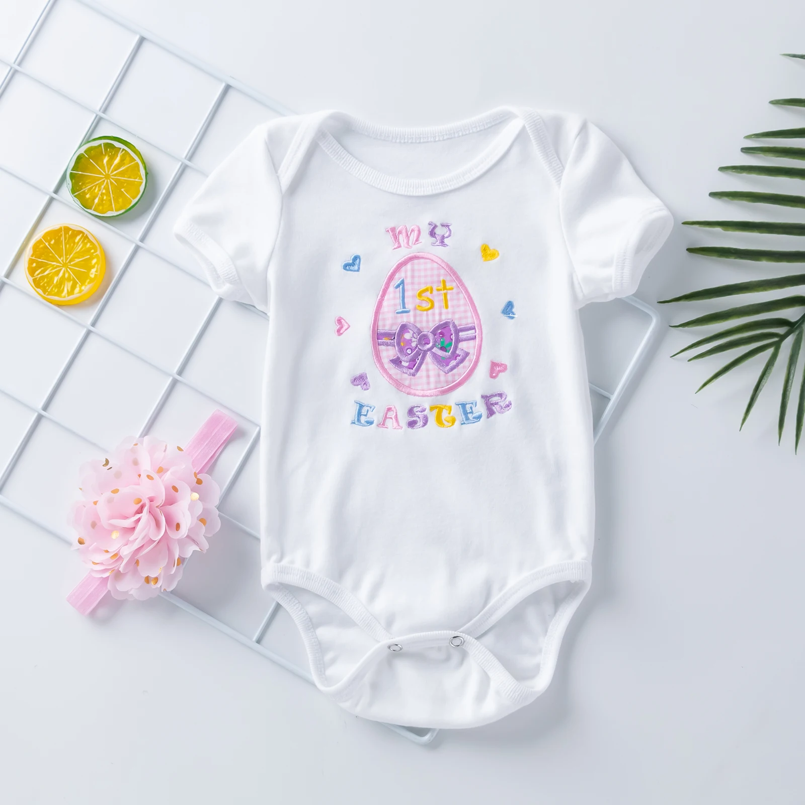 Babany bebe Newborn Baby Girl Short Sleeve Rompers 1st Easter Infant Jumpsuit Toddler Cotton Clothing Soft Costume Baby Bodysuits made from viscose 