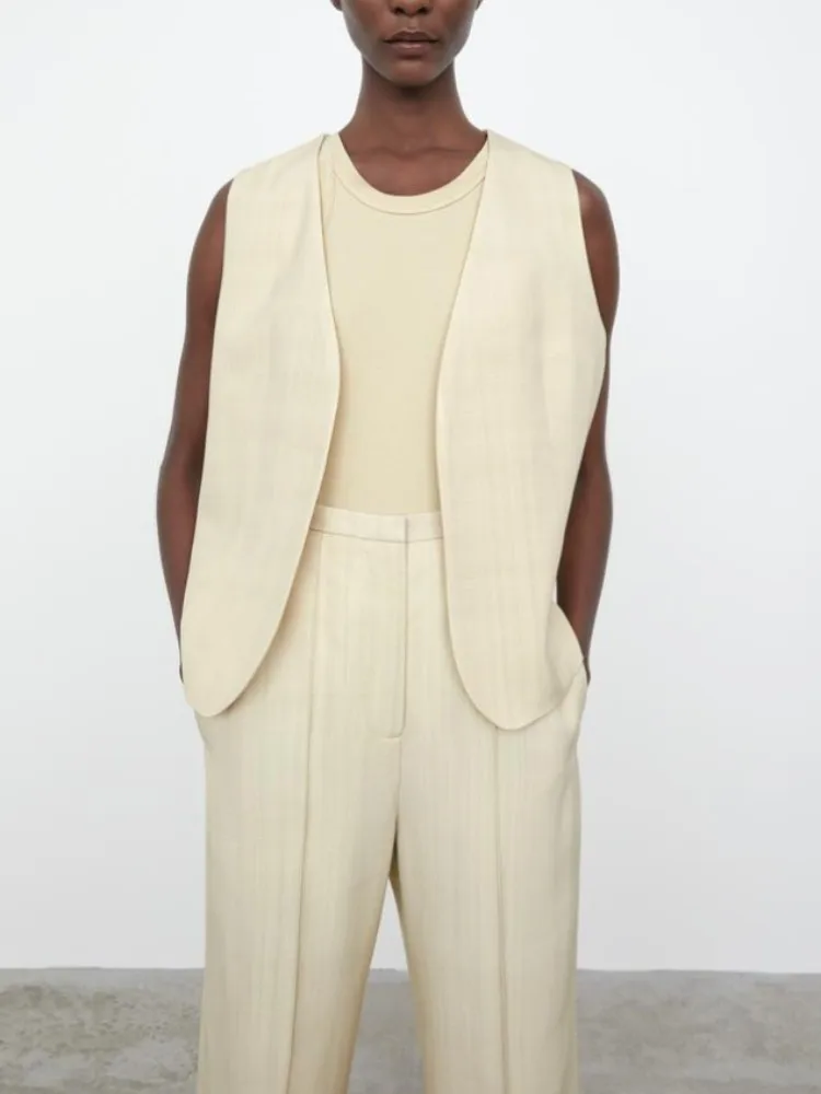 

Women V-neck Vest Coat Spring Summer Sleeveless Ladies Slim Cardigan Jacket Top