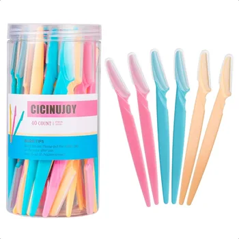 40pcs Eyebrow Razor for Women Face Shaver Kit Dermaplaning Tool for Peach Fuzz Removal Stainless Steel Blades with Protective C
