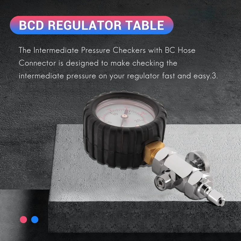Hot Scuba Diving Pressure Gauge For BCD Regulators Checkers Analyser 300PSI Gas Output Adjustable Testing Table