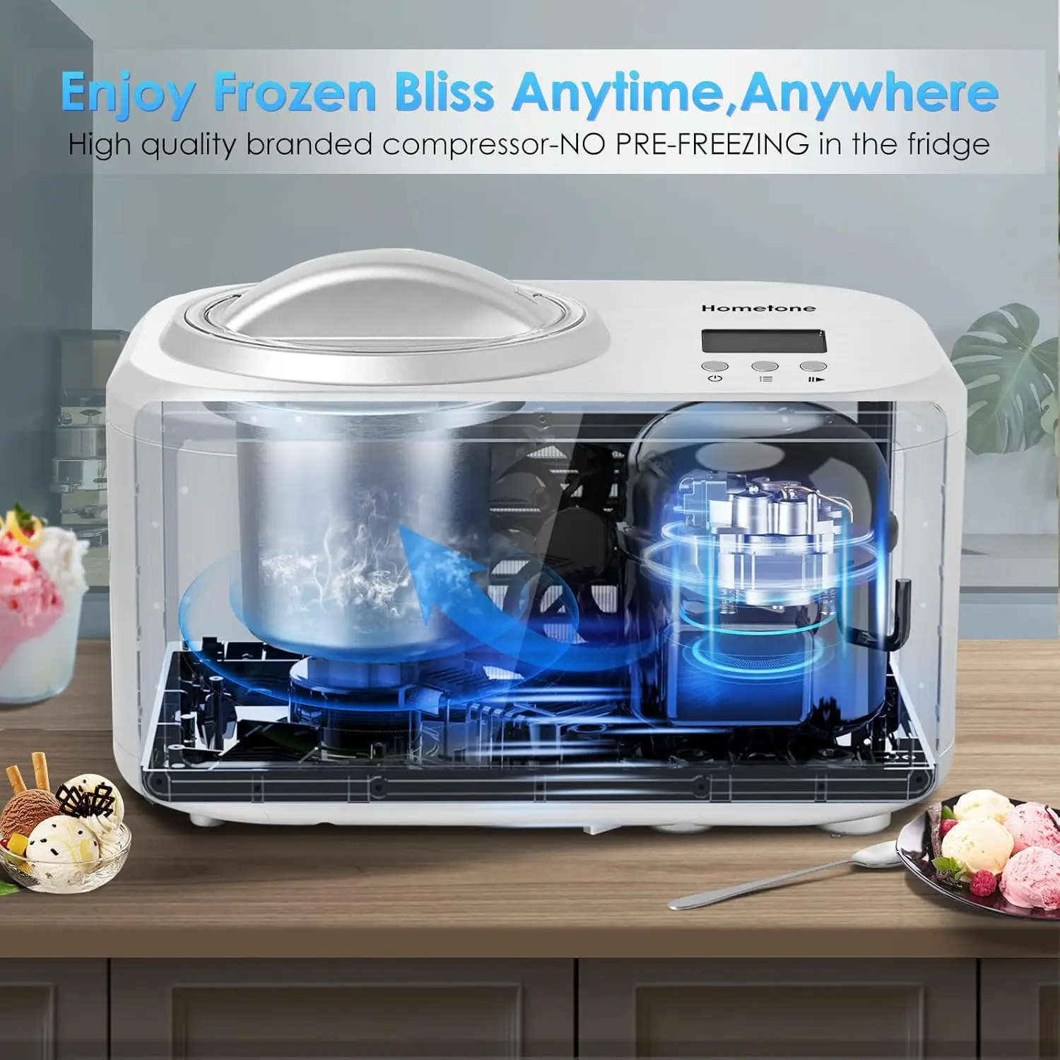 Automatic Ice Cream Machine with Built-in Compressor 2