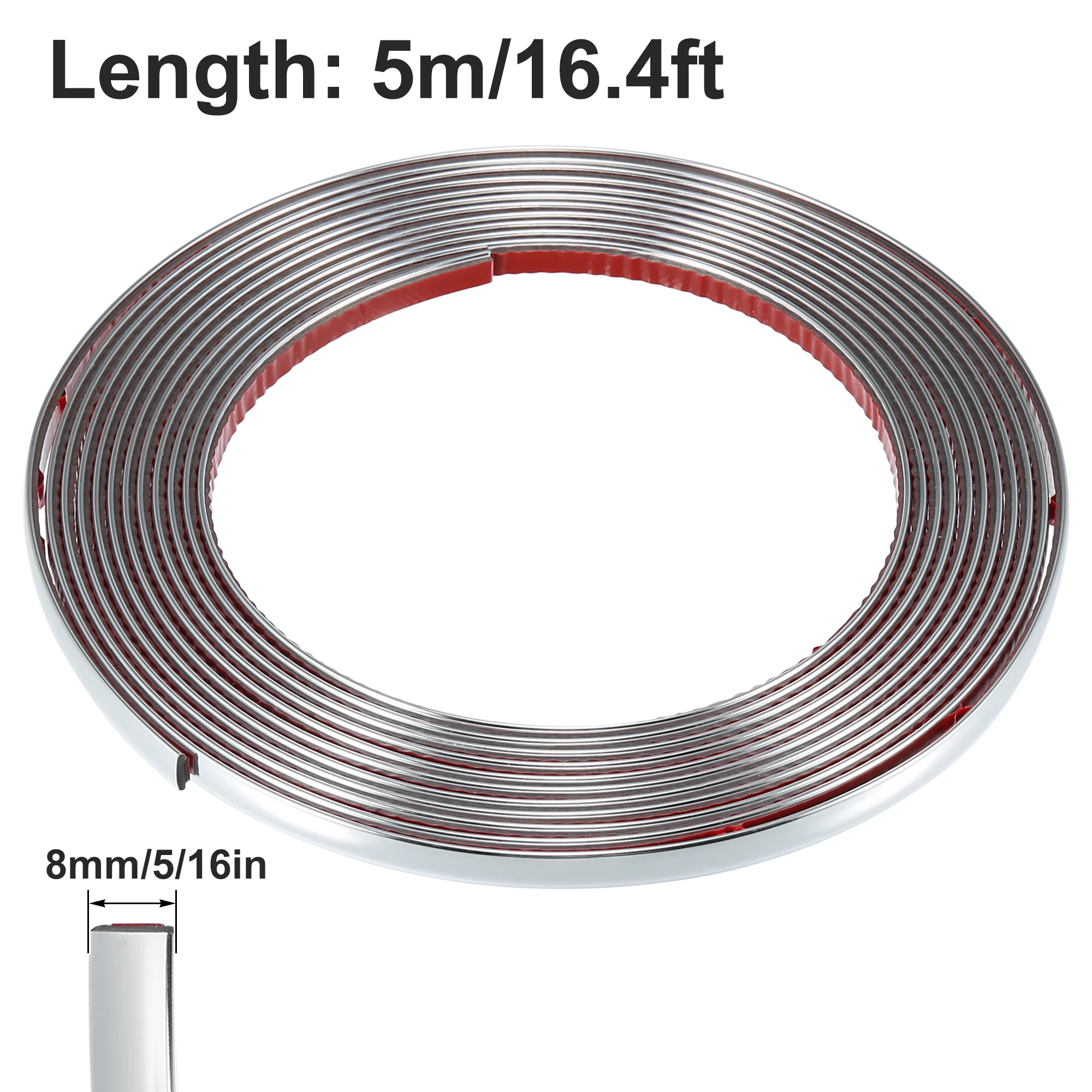 Bande Autocollante Chromée Pour Voiture - 12 Mm X 5 M - Finition PVC - Neuf Sous Emballage