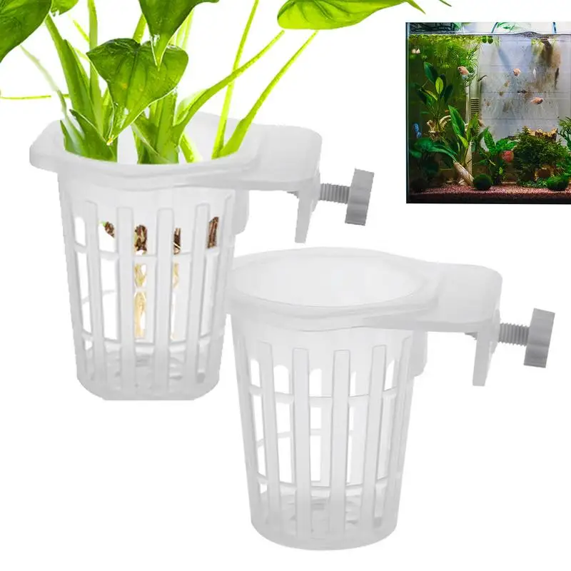 2pcs Fish Tank Planting Cup Hydroponic Support Basket Water Grass Aquatic Plant Holder Flower Pot Hanging Aquarium Accessories