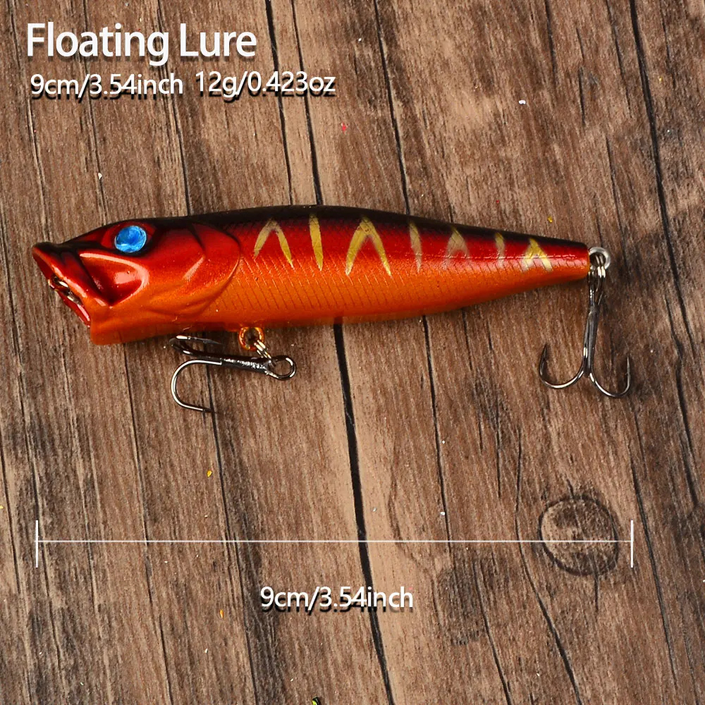 5pcs Topwater Popper Fishing Lure Saltwater Surface Casting Bait Freshwater Bass Trout Catfish Striper - 2