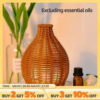 목재 직조 미니 꽃병 공기 가습기, USB 전자 초음파 물 향기, 에센셜 오일 디퓨저, 가정용 방 향기 상품 이미지
