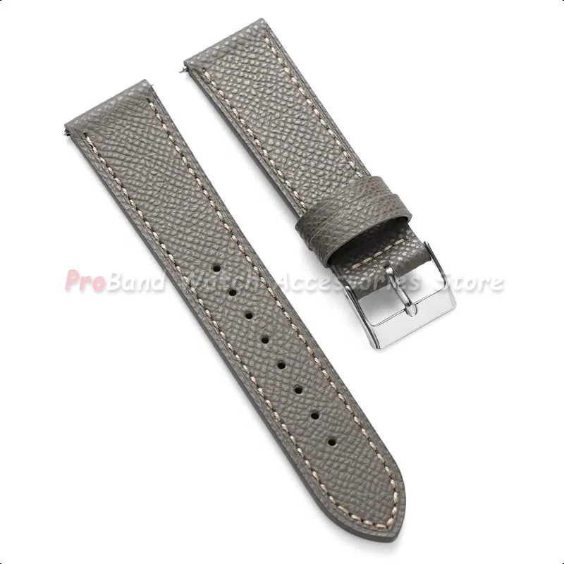 Premium Calfskin Leather Watch Strap - Blue Grey Cowhide Wristband Bracelet for Men and Women, Available in Multiple Sizes