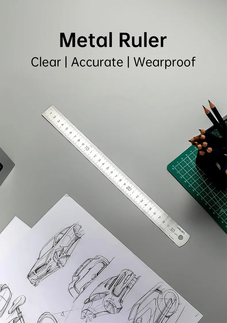 Stainless Steel Ruler - 15cm  30cm Straight Measuring Tool for School  Office