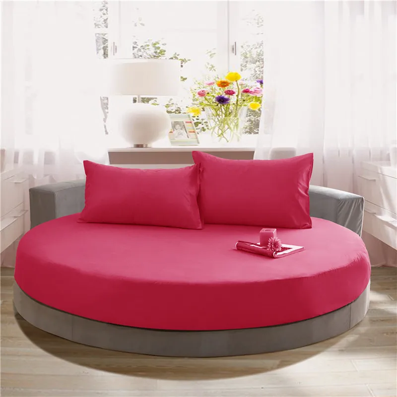 100% Cotton Fitted Sheet Round Hotel Home Extra Soft Round Bed Sheets and Pillowcases Pure Cotton Bedsheet with Elastic Straps 2