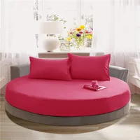 100% Cotton Fitted Sheet Round Hotel Home Extra Soft Round Bed Sheets and Pillowcases Pure Cotton Bedsheet with Elastic Straps 2