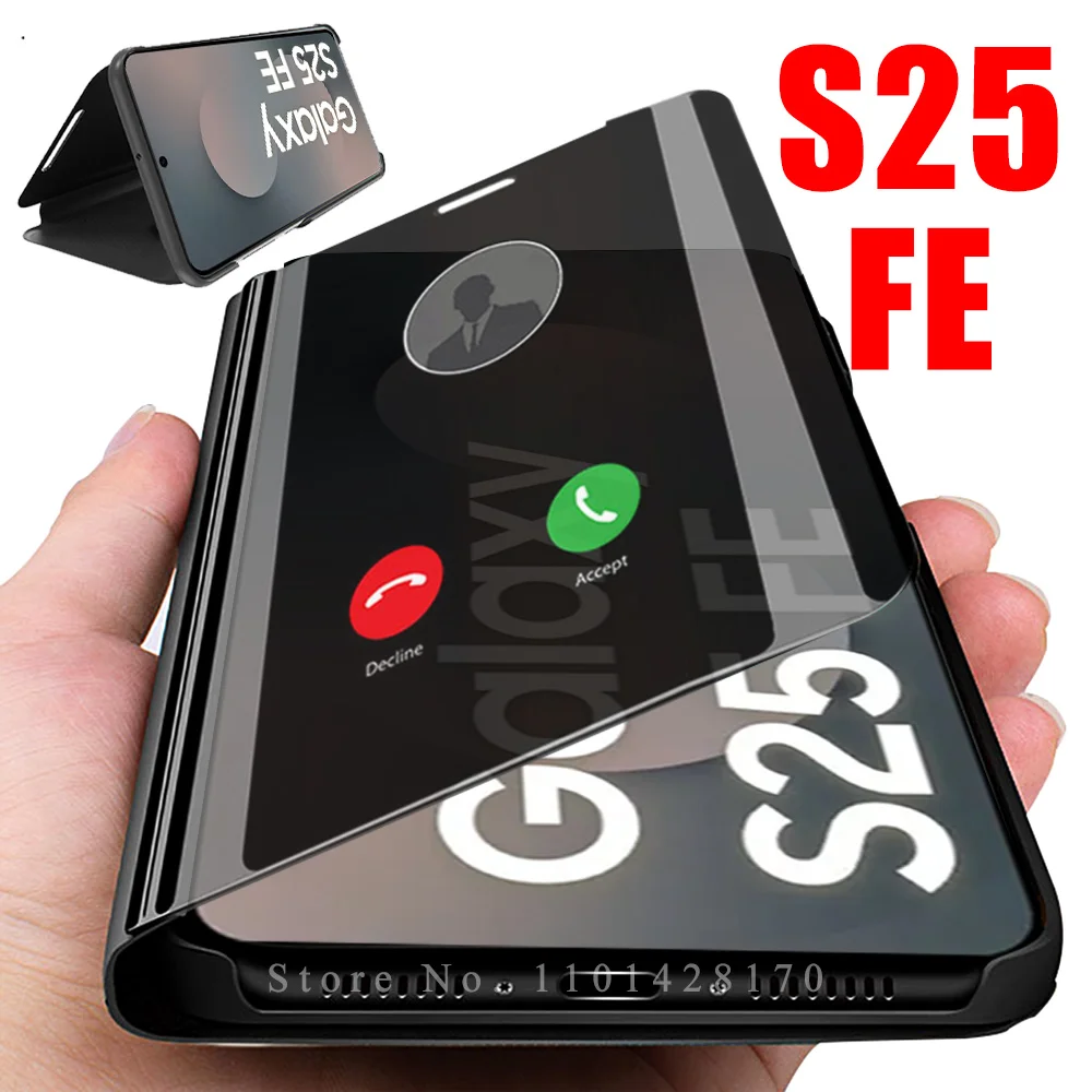Mirror Cover Smart View Leather Magnetic Book Stand Case, Enhanced Protection and Elegant Design