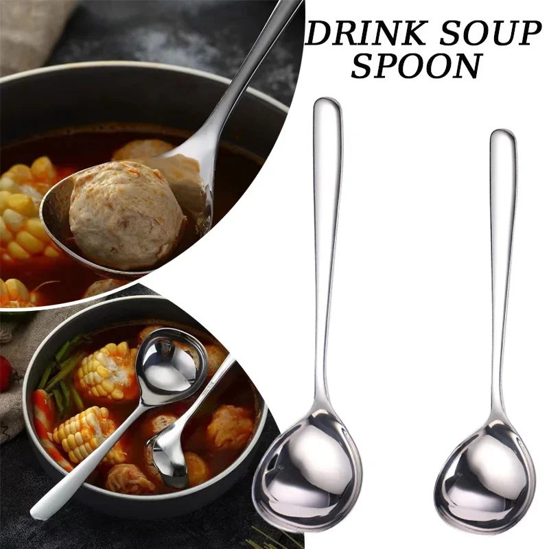 Stainless Steel Soup Spoon Creative Thickening Home Kitchen Tool Long Handle