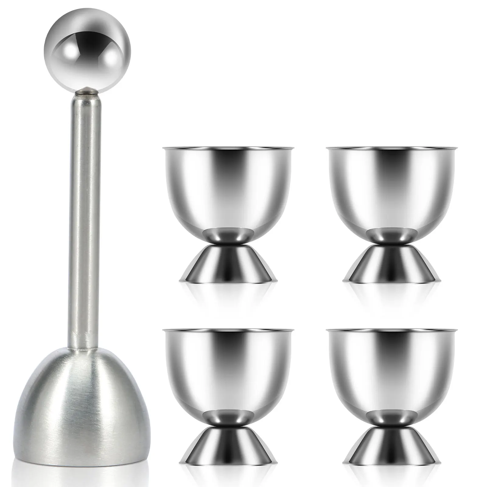 Stainless Steel Boiled Egg Topper Shell Top Cutter Kitchen Tool Egg Cracker Separator Knocker Opener Accessories 5Pcs egg shell opener,egg opener