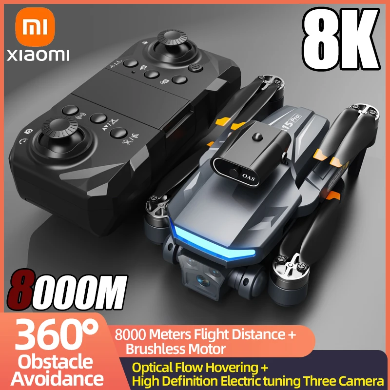 

2024 оригинальный Xiaomi A15 8K HD Тройная камера оптический поток позиционирование препятствия фотография складной Квадрокоптер Дрон