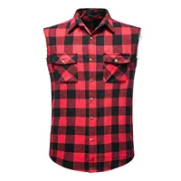Summer Men's Sleeveless Loose Turn-down Collar Vest Shirts Casual Single-breasted Plaid Printed Shirt Plus Size Tank Tops#g3 - Image 3