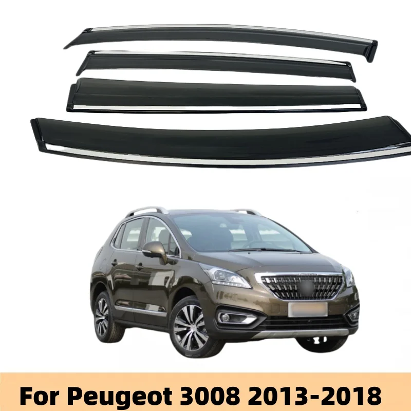 For Peugeot 3008 2013 2014 2015 Car Styling Accessories Window Visor Deflector Window Trim Sun Rain Guard
