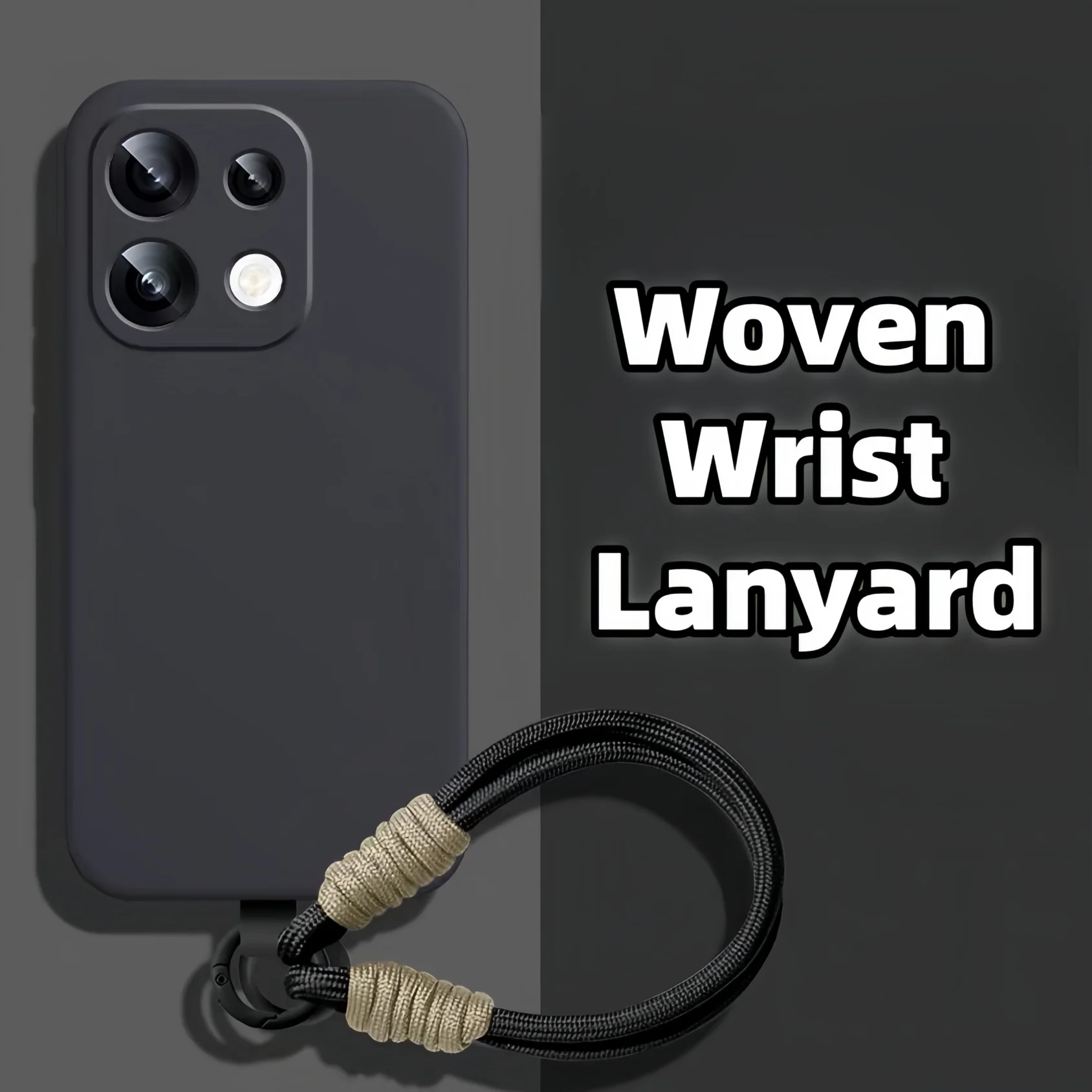 Elegant Solid Color Woven Wrist Lanyard Shockproof Liquid Silicone Phone Case