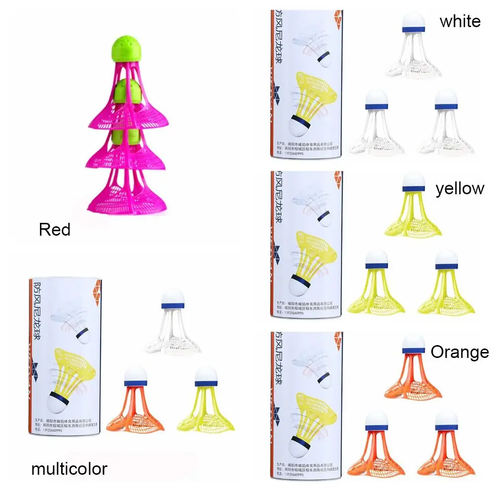 Badminton Shuttlecock Badminton Ball 3PCS Nylon Stable Multicolor Sport Supplies Wind Resistance Shuttlecock Ball Windproof Badminton Training Accessoires