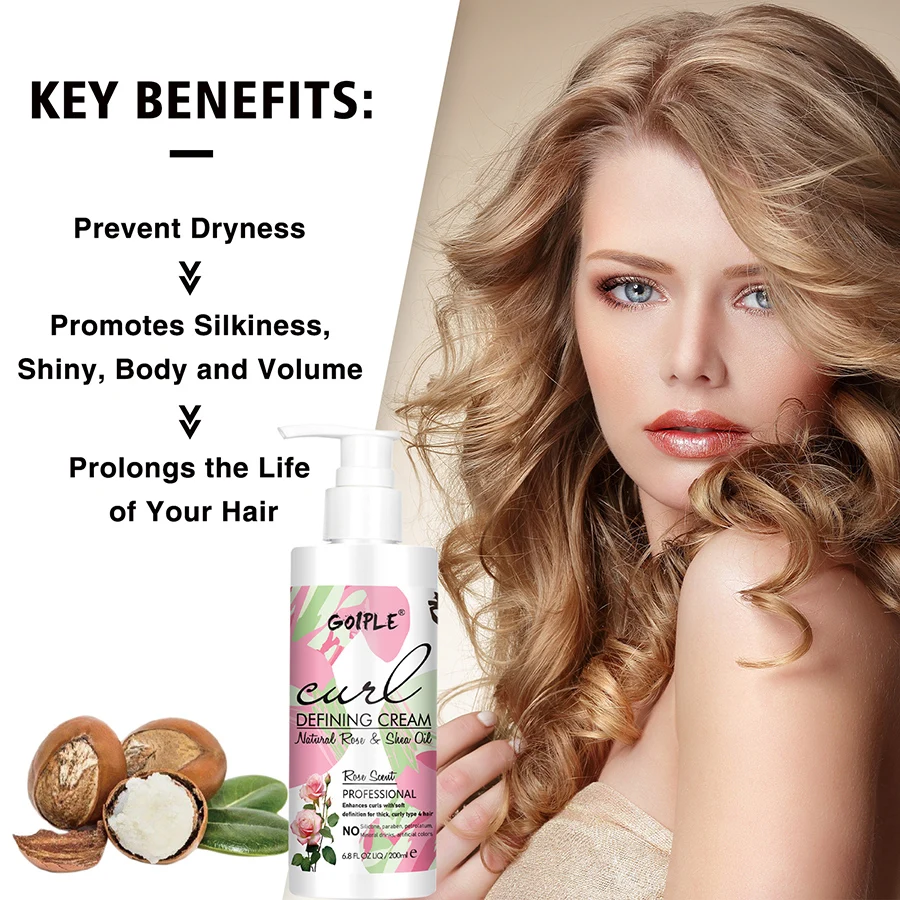 GOIPLE Curl Defining Cream for Natural Hair Curls Enhancer Moisturizing Increase Curly Elasticity Styling Leave In Conditioner