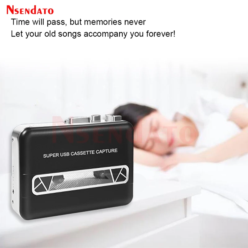 USB Cassette Player Capture Cassette Tape to MP3 Converter into Computer HiFi Digital Audio Music Player with Speaker Earphone