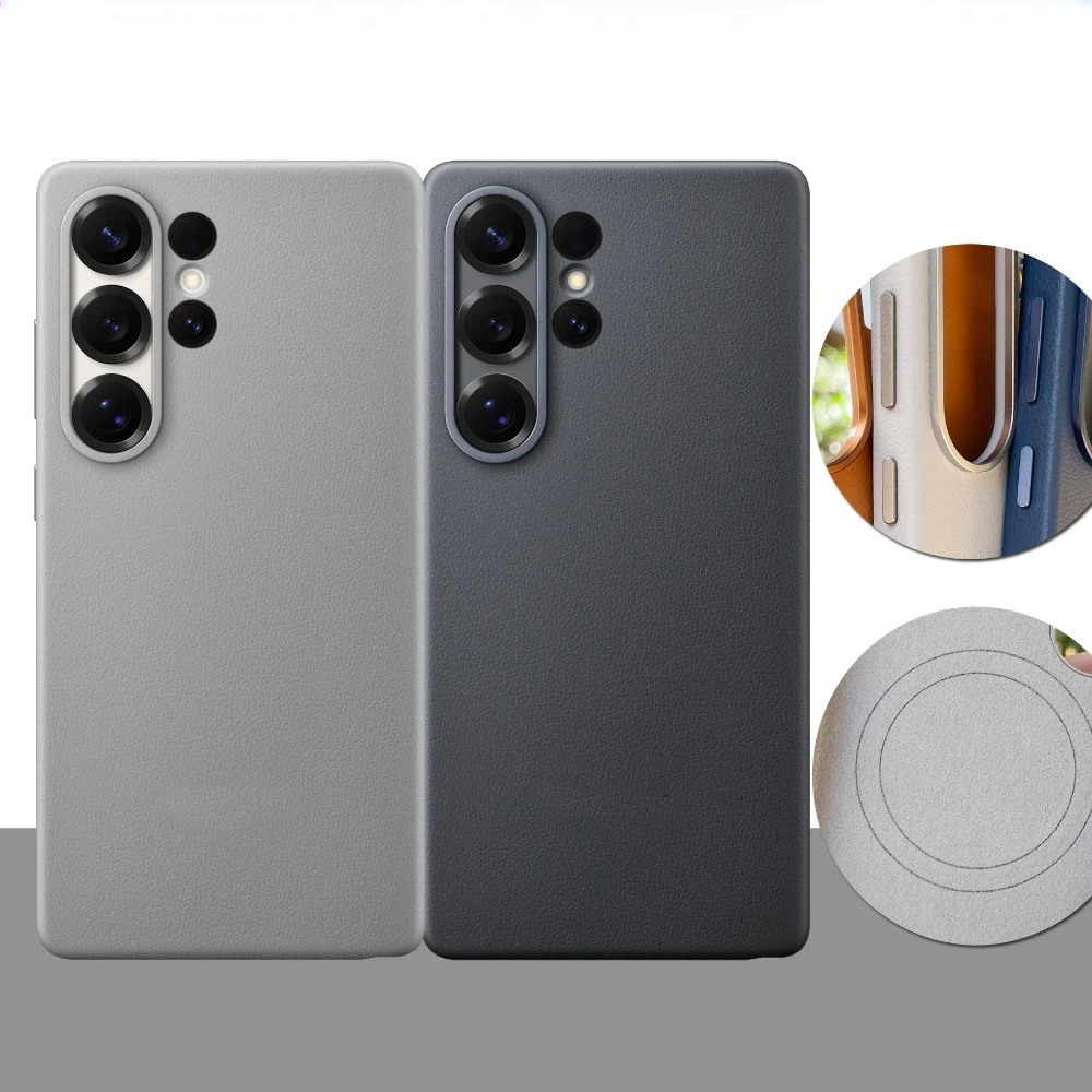 Eco-Friendly Slim Leather Phone Cover with Magnetic Wireless Charging and Shockproof Protection