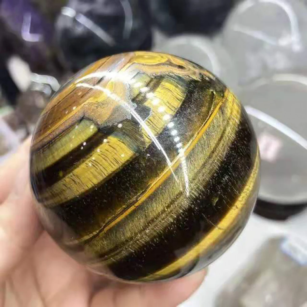 Natural Crystal Tiger Eye Ball Raw Stone Polished Ball Large and Small Yellow Tiger Eyeball Furniture In The Living Room