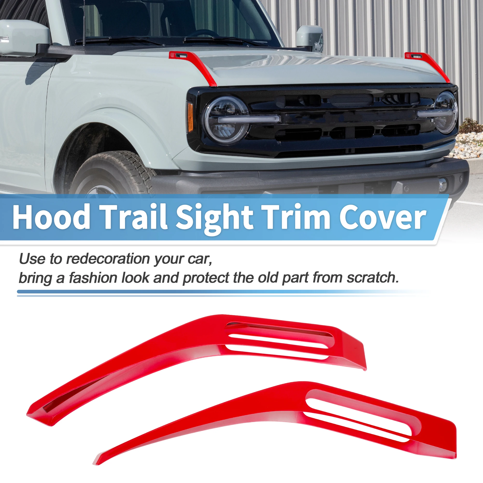 포드 브롱코 2021-2024용 UXCELL 엔진 후드 힌지 커버 후드 트레일 사이트 트림 레드
