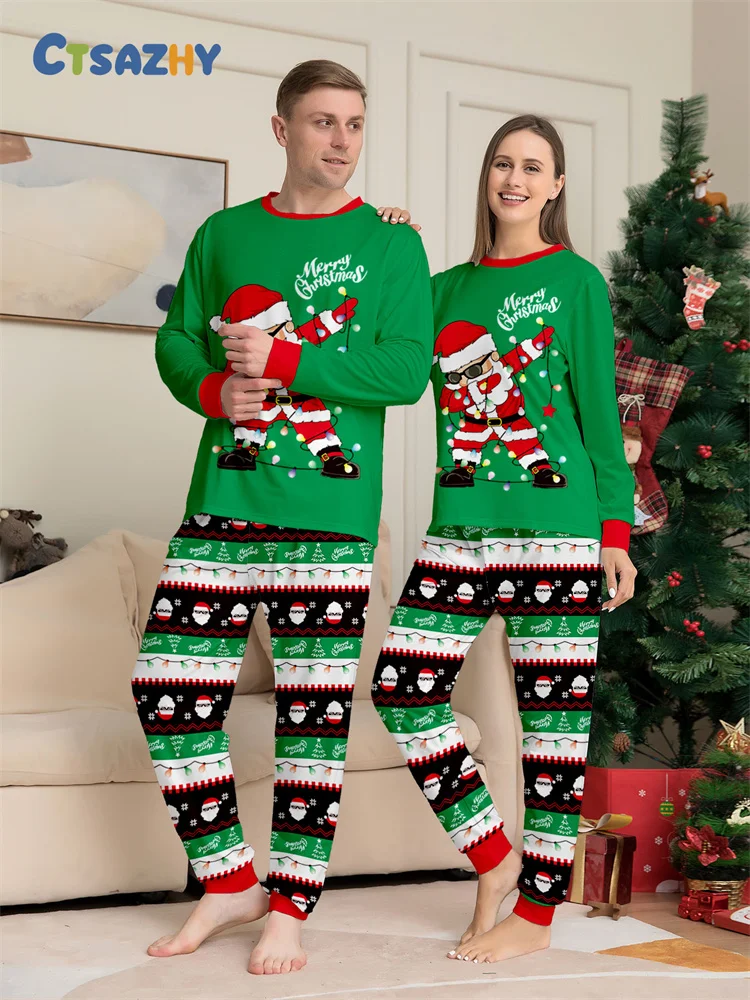 Christmas Family Matching Outfits Mom Dad Kids 2 Pieces Pajamas Set Baby Casual Loose Sleepwear Xmas Family Look Pyjamas 4