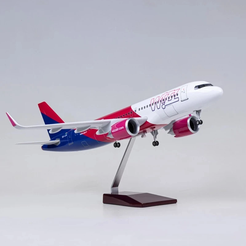 320 Aircraft A320 NEO Wizz Air Airlines Light Model 1/80 Scale 47cm with Landing Gear and Lights Resin Die-cast