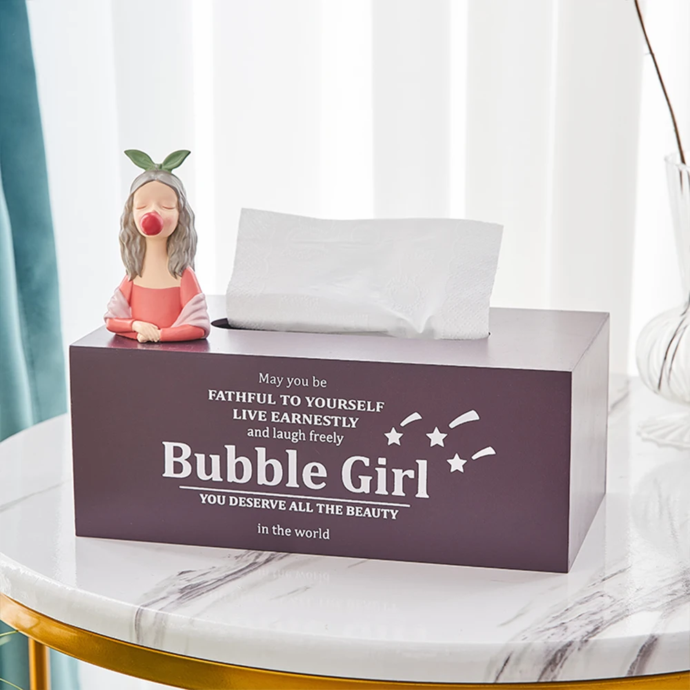 

Creative Home Decor Girl Tissue Box Colorful Wooden Tissue Box Holder Napkin Holder Living Room Table Girl Bedroom Decoration