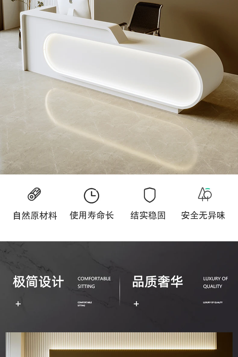Description Picture 2 of itemWhite Restaurant Tables Front Desk Church Pulpit Modern Office Podium Stand Register Shop Counter Bar Pulpitos Bureau Furniture
