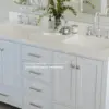 61" White Double Bathroom Vanity with Sink, 1.5" Edge Pure White Quartz Countertop & Backsplash, Brushed Nickel 4