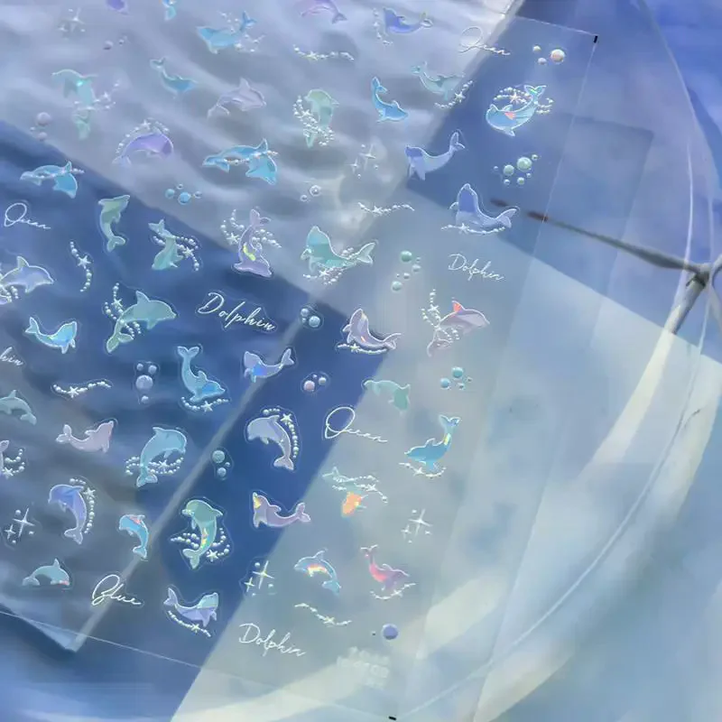 Summer Shiny Blowing Bubble Nail Decorations Nail Art Stickers 5D Shell Light Bubble Transfer Slider Sticker DIY Manicure Decals