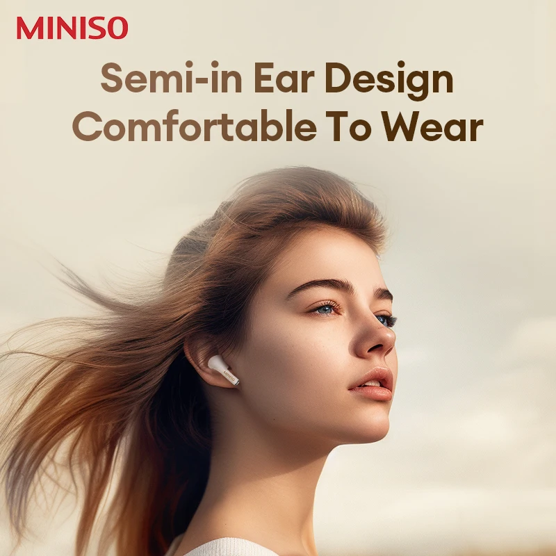 선택 Miniso M10 TWS 무선 이어폰, 블루투스 5.0 소음 감소 헤드셋, 음악 HiFi 사운드 스테레오 헤드폰, 터치 컨트롤