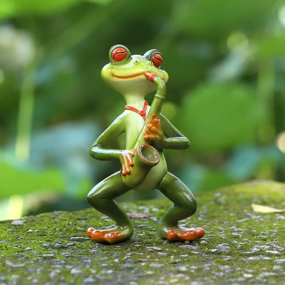 Crafts Resin Frog Statue Creative Cute Animal Sculpture Handicraft Simulated Miniatures Figurine Office
