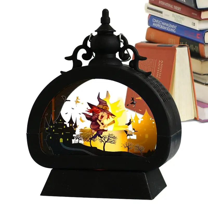 

LED Black Lantern Desktop Vintage Candle Lantern Portable Decoration For Party Favors Castle Pumpkin Witch Decor For Nightstand