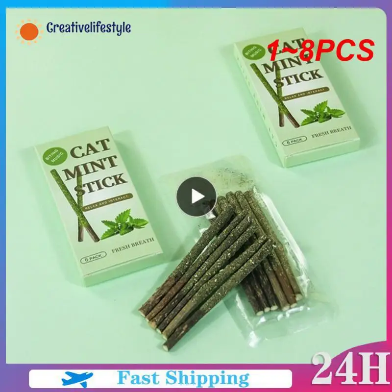 

1~8PCS Sticks/box Cat Chews Products All Natural Catnip Sticks Wood Tengo Molar Sticks Teeth Cleaning Cat Sticks for Cats of All