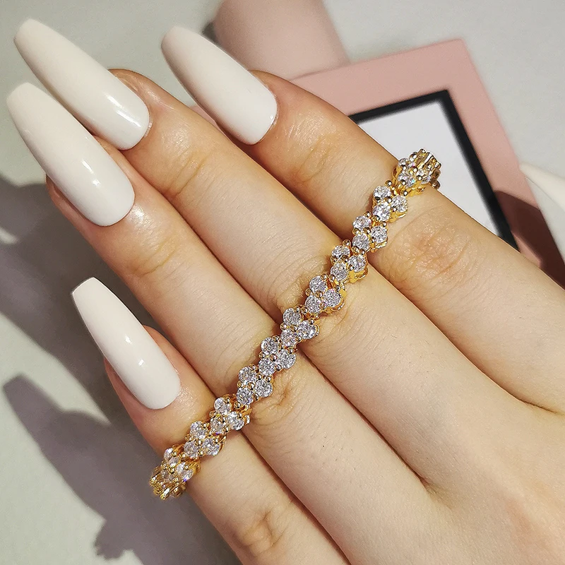 Jewelry for Women Roma Silver Color Charm Bracelet for Women Cubic Zirconia Crystal Bracelet Valentines Day Gift Wedding crystal bracelet