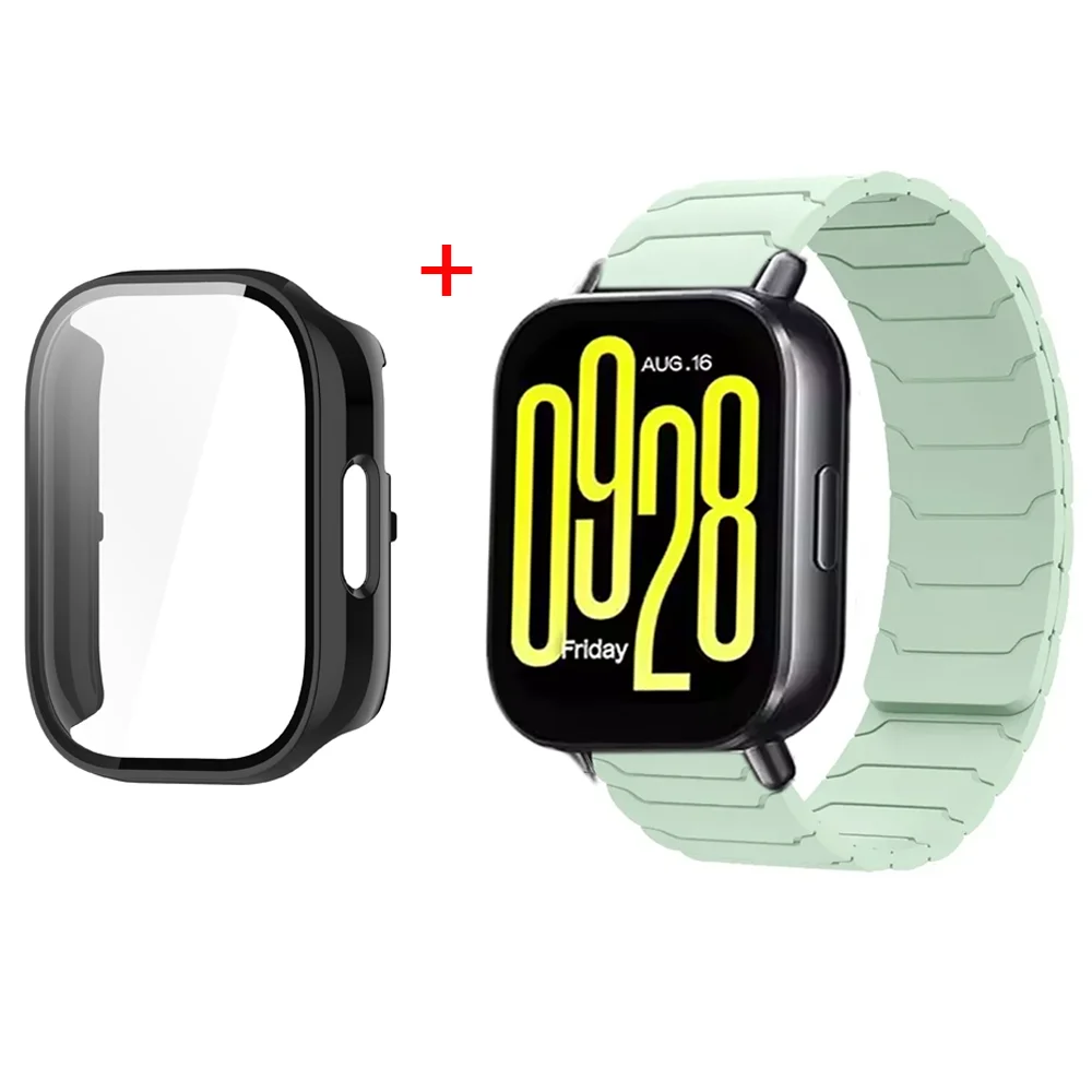 Magnetic Silicone Watch Strap with Protective PC Case & Glass Screen