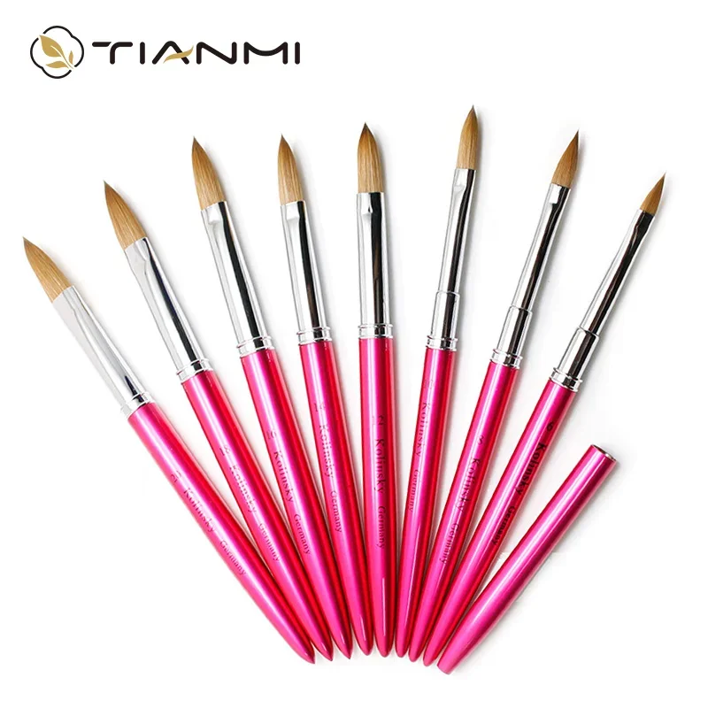 

TIANMI Kolinsky Nail Art Brush UV Gel Polish Drawing Carving Pen Brush Nail Salon Professional Manicure Tools Metal Handle Brush